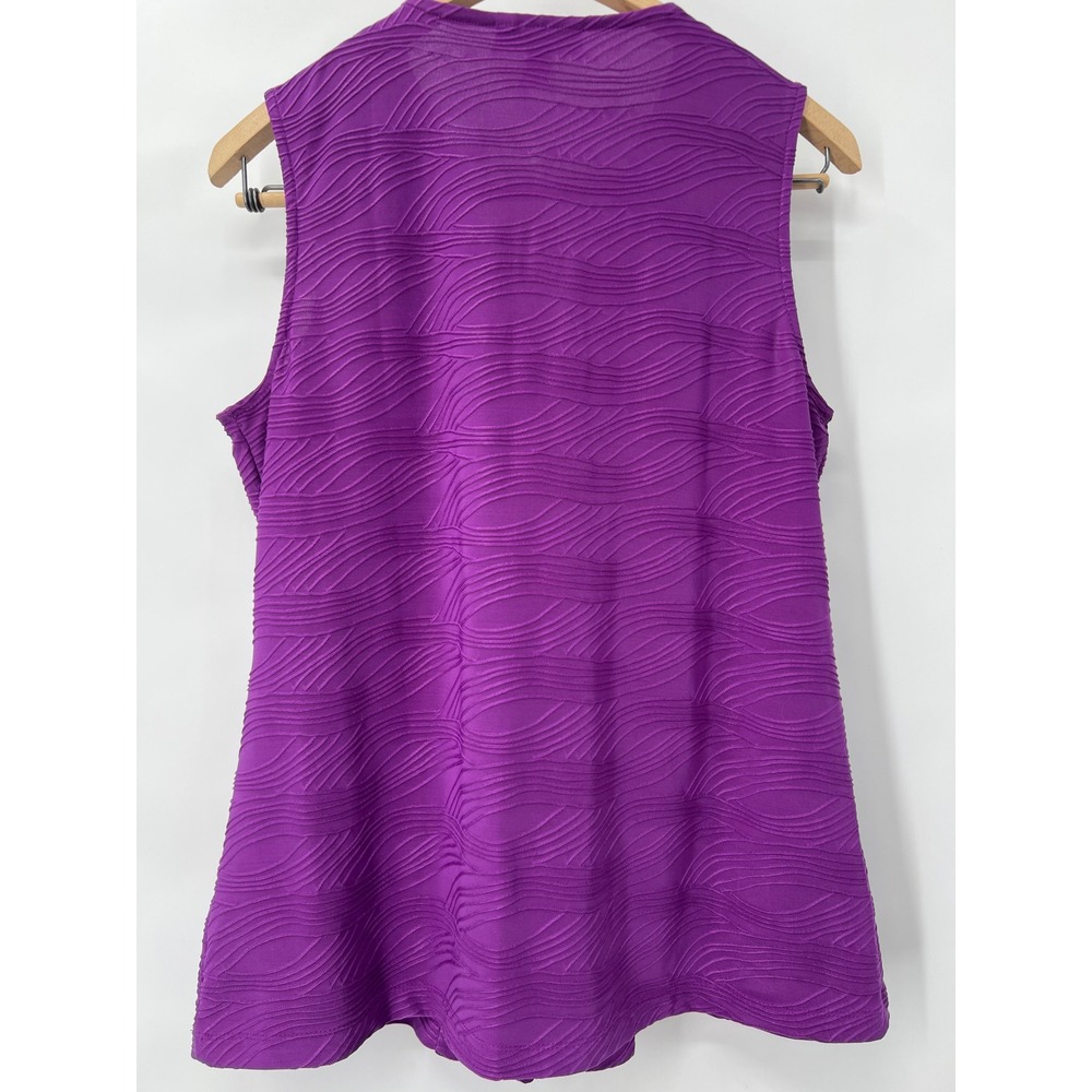 Dana Buchman Purple Textured Wave V-Neck Sleeveless‎ Top Petites PL - Picture 2 of 8